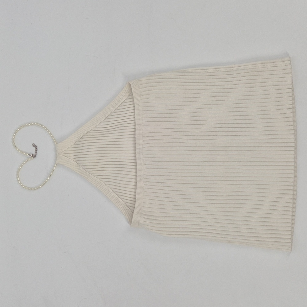 Line & Dot Cream‎ Ribbed Camisole - Picture 4 of 8